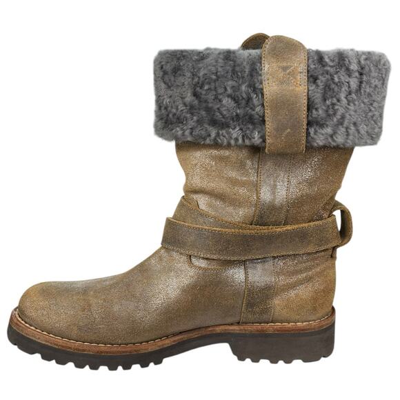 Brunello Cucinelli Women’s Brown Hi Sheen Cuffed Winter Boot Size US 10 - Picture 2 of 10